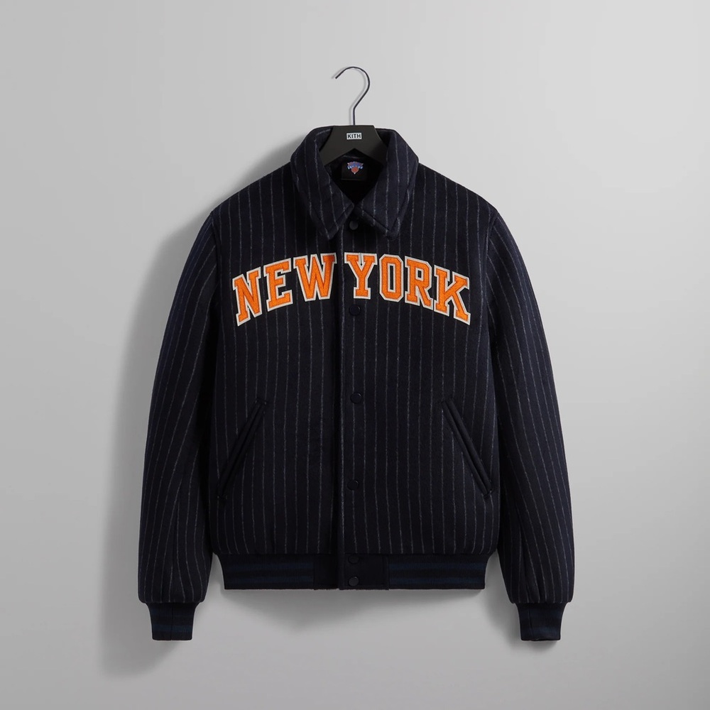 Kith Navy and Orange Knicks Varsity Jacket
